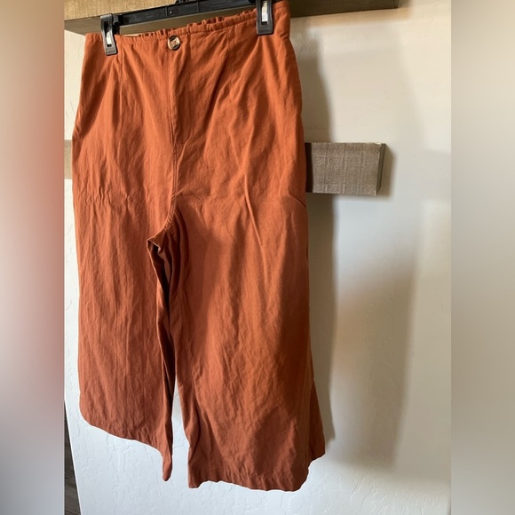 Good Luck Gem|Burnt Orange Rust cropped wide leg pants, stretchy waist•Large - Picture 5 of 14